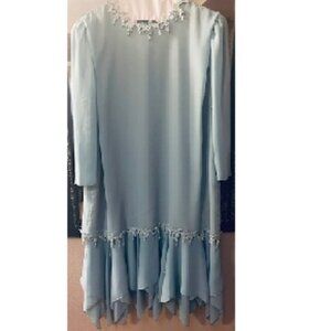 Vintage Women’s Dress Pale Teal Green XXL Long Sleeve